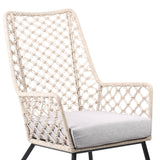 Marco Indoor Outdoor Steel Lounge Chair with Natural Springs Rope and Grey Cushion