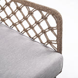 Marco Indoor Outdoor Steel Lounge Chair with Truffle Rope and Grey Cushion