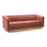 Miranda Blush Velvet and Gold Sofa