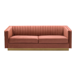 Miranda Blush Velvet and Gold Sofa