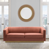 Miranda Blush Velvet and Gold Sofa