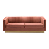 Miranda Blush Velvet and Gold Sofa