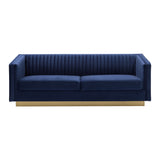 Miranda Navy Velvet and Gold Sofa