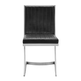 Marc Vinage Black Faux Leather and Brushed Stainless Steel Dining Room Chairs - Set of 2