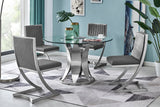 Marc Vintage Gray Faux Leather and Brushed Stainless Steel Dining Room Chairs - Set of 2