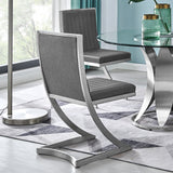 Marc Vintage Gray Faux Leather and Brushed Stainless Steel Dining Room Chairs - Set of 2