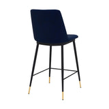 Messina 26" Blue Faux Leather and Metal Counter Height Bar Stool