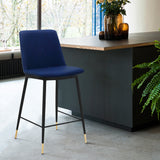 Messina 26" Blue Faux Leather and Metal Counter Height Bar Stool