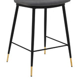 Messina 26" Gray Faux Leather and Metal Counter Height Bar Stool