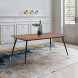 Messina Modern Walnut and Metal Dining Room Table