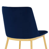 Messina Modern Blue Velvet and Gold Metal Leg Dining Room Chairs - Set of 2