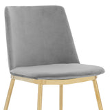 Messina Modern Gray Velvet and Gold Metal Leg Dining Room Chairs - Set of 2