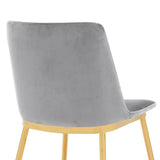 Messina Modern Gray Velvet and Gold Metal Leg Dining Room Chairs - Set of 2