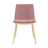 Messina Modern Pink Velvet and Gold Metal Leg Dining Room Chairs - Set of 2