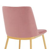 Messina Modern Pink Velvet and Gold Metal Leg Dining Room Chairs - Set of 2