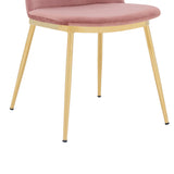 Messina Modern Pink Velvet and Gold Metal Leg Dining Room Chairs - Set of 2