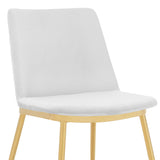 Messina Modern White Velvet and Gold Metal Leg Dining Room Chairs - Set of 2