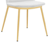 Messina Modern White Velvet and Gold Metal Leg Dining Room Chairs - Set of 2