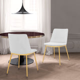 Messina Modern White Velvet and Gold Metal Leg Dining Room Chairs - Set of 2