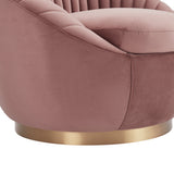 Mitzy Blush Velvet Swivel Accent Chair with Gold Base
