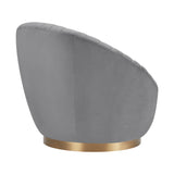 Mitzy Gray Velvet Swivel Accent Chair with Gold Base