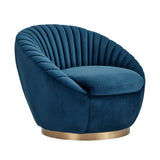 Mitzy Navy Velvet Swivel Accent Chair with Gold Base