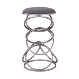 Medley Contemporary 26" Counter Height Barstool in Brushed Stainless Steel Finish and Gray Faux Leather