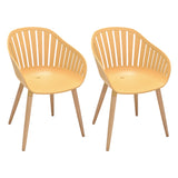 Nassau Outdoor Arm Dining Chairs in Honey Yellow Finish with Wood legs- Set of 2