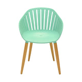Nassau Outdoor Mint Green Dining Chair with Eucalyptus Wood Legs - Set of 2