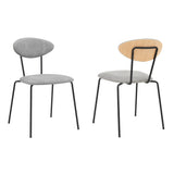 Neo Modern Gray Velvet and Gold Metal Leg Dining Room Chairs - Set of 2