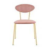 Neo Modern Pink Velvet and Gold Metal Leg Dining Room Chairs - Set of 2
