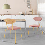 Neo Modern Pink Velvet and Gold Metal Leg Dining Room Chairs - Set of 2