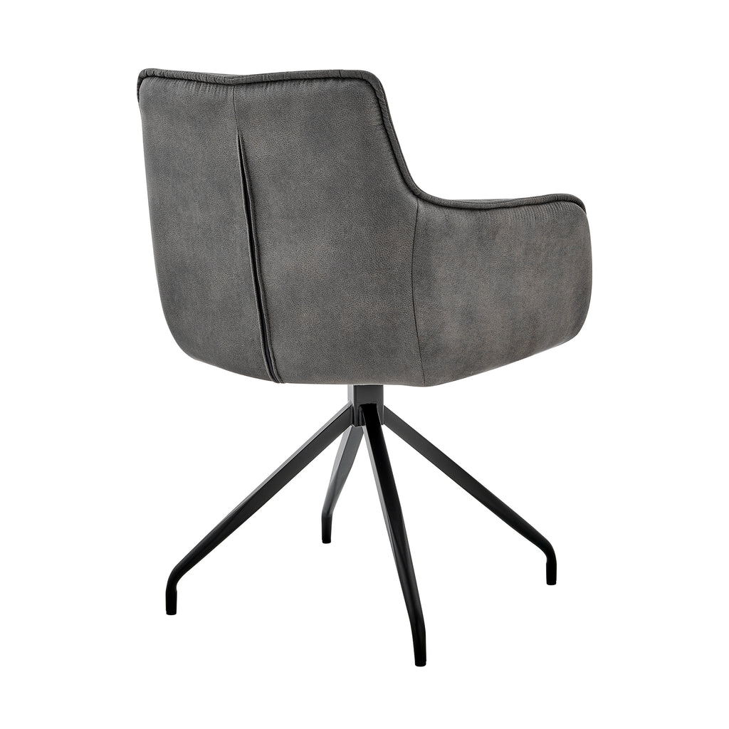 Noah Dining Room Accent Chair in Charcoal Fabric and Black Metal Legs