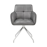 Noah Dining Room Accent Chair in Gray Velvet and Brushed Stainless Steel Finish