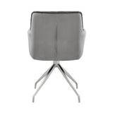 Noah Dining Room Accent Chair in Gray Velvet and Brushed Stainless Steel Finish