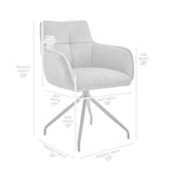 Noah Dining Room Accent Chair in Gray Velvet and Brushed Stainless Steel Finish