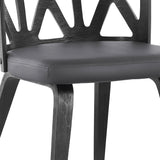 Nia Gray Faux Leather and Black Wood Dining Chairs - Set of 2