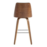 Nolte 30" Swivel Bar Stool in Brown Faux Leather and Walnut Wood