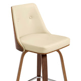 Nolte 26" Swivel Counter Stool in Cream Faux Leather and Walnut Wood