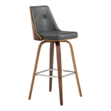 Nolte 30" Swivel Bar Stool in Gray Faux Leather and Walnut Wood