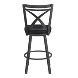 Nova 26" Counter Height Metal Swivel Barstool in Ford Black Pu and Mineral Finish