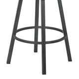 Nova 26" Counter Height Metal Swivel Barstool in Ford Black Pu and Mineral Finish