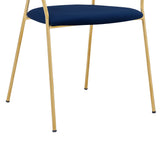 Nara Modern Blue Velvet and Gold Metal Leg Dining Room Chairs - Set of 2