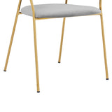 Nara Modern Gray Velvet and Gold Metal Leg Dining Room Chairs - Set of 2