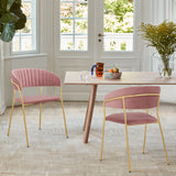 Nara Modern Pink Velvet and Gold Metal Leg Dining Room Chairs - Set of 2
