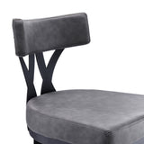 Natalie 30" Bar Height Vintage Grey Faux Leather Upholstery and Black Metal Bar Stool 