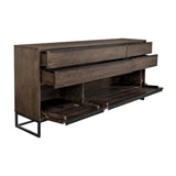 Nevada Rustic Oak Wood Sideboard In Dark Brown