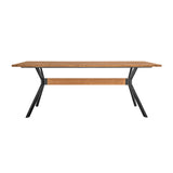 Nevada Rustic Oak Wood Trestle Base Dining Table in Balsamico