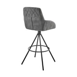 Odessa 26" Counter Height Bar Stool in Charcoal Fabric and Black Finish