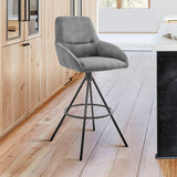 Odessa 26" Counter Height Bar Stool in Charcoal Fabric and Black Finish